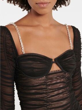 NWT-Self Portrait Power Mesh Long Sleeve Top